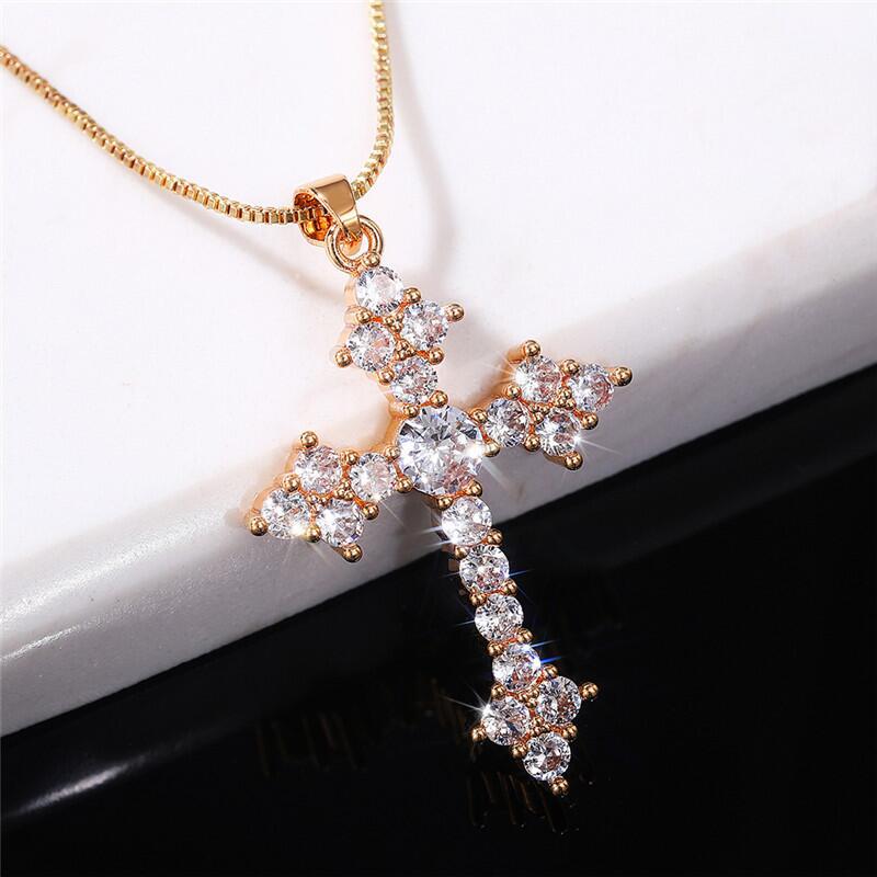 1 Piece Fashion Cross Alloy Plating Zircon Women's Necklace