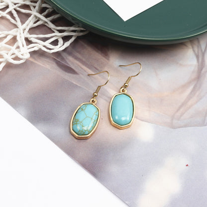 1 Pair Simple Style Rhombus Alloy Inlay Artificial Gemstones Women's Drop Earrings