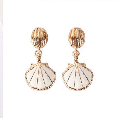 1 Pair Simple Style Shell Plating Alloy Drop Earrings