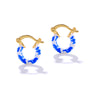 Chinoiserie U Shape Sterling Silver Enamel Earrings 1 Pair