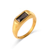 Fashion Square Stainless Steel Plating Inlay Zircon Rings 1 Piece