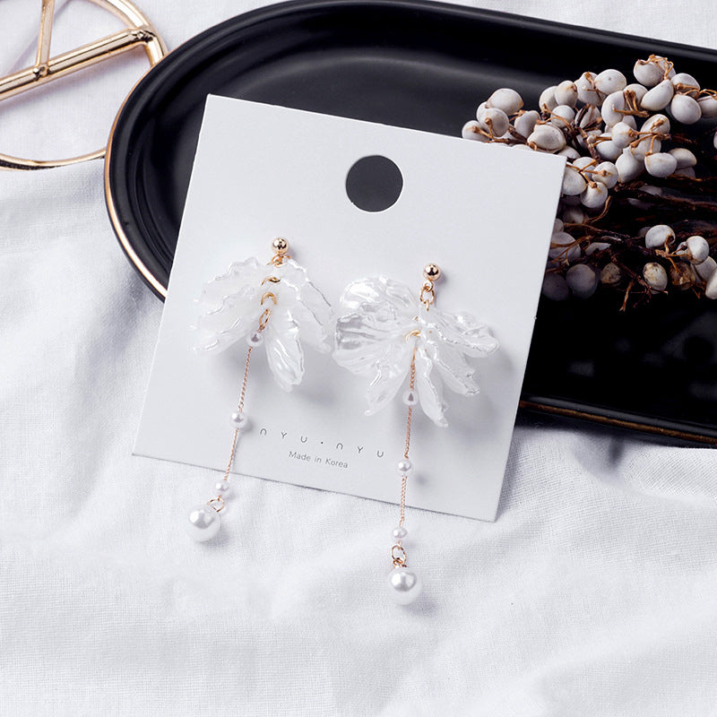 1 Pair Fashion Flower Alloy Plating Artificial Pearls Women's Drop Earrings