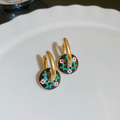 1 Pair Sweet Heart Shape Enamel Copper Drop Earrings