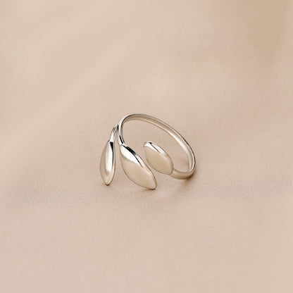 Simple Style Leaf Heart Shape Feather Stainless Steel Hollow Out Rings 1 Piece