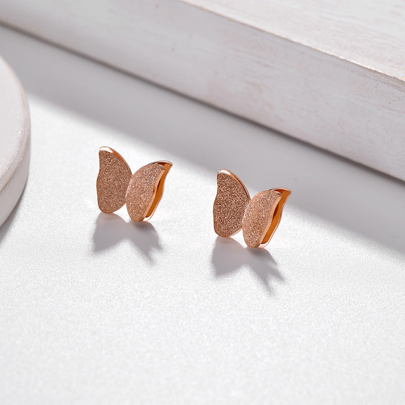 1 Pair Simple Style Butterfly Plating Titanium Steel 18k Gold Plated Ear Studs