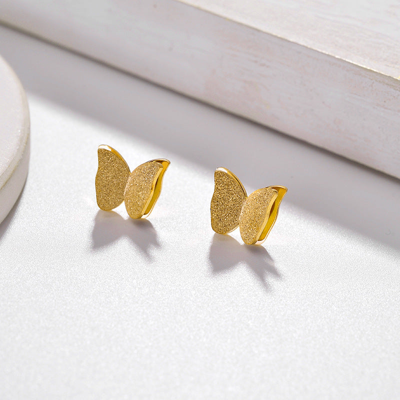 1 Pair Simple Style Butterfly Plating Titanium Steel 18k Gold Plated Ear Studs