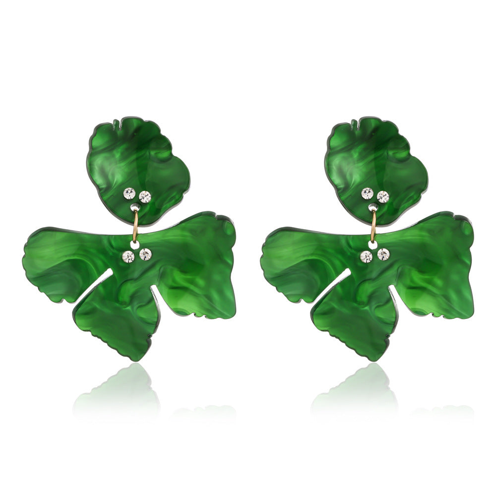 1 Pair Fashion Flower Resin Inlay Rhinestones Women's Drop Earrings