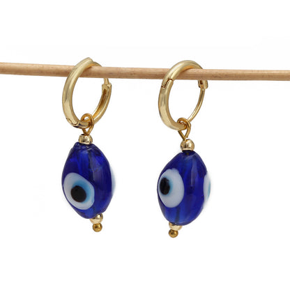 Simple Style Devil's Eye Copper Enamel Earrings 1 Pair