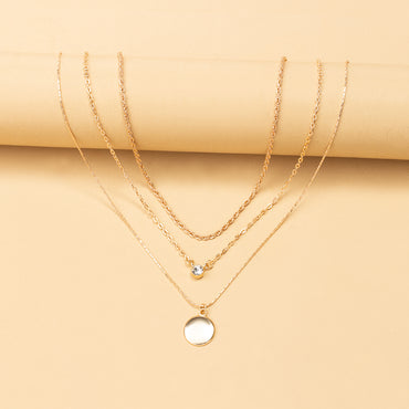 Simple Style Round Alloy Women's Three Layer Necklace