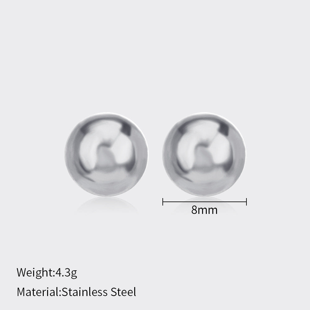 1 Pair Simple Style Ball Solid Color Plating Stainless Steel Ear Studs