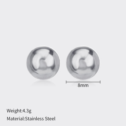 1 Pair Simple Style Ball Solid Color Plating Stainless Steel Ear Studs