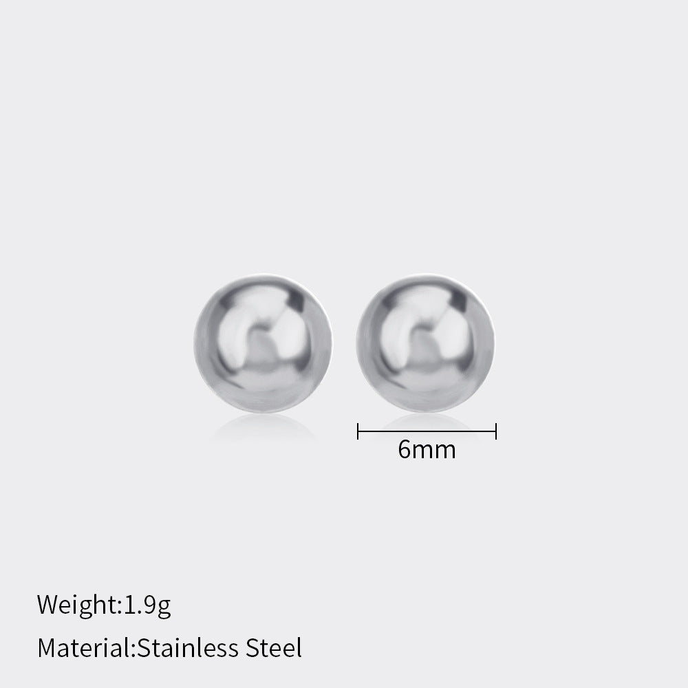 1 Pair Simple Style Ball Solid Color Plating Stainless Steel Ear Studs