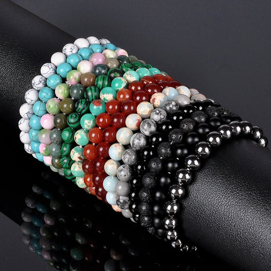 Simple Style Round Stone Beaded Bracelets