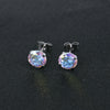 Fashion Round Stainless Steel Inlay Zircon Earrings 1 Pair