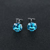 Fashion Round Stainless Steel Inlay Zircon Earrings 1 Pair