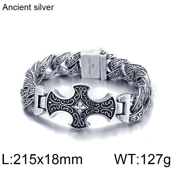 Hip-hop Cross Solid Color Titanium Steel Patchwork Plating Bracelets 1 Piece