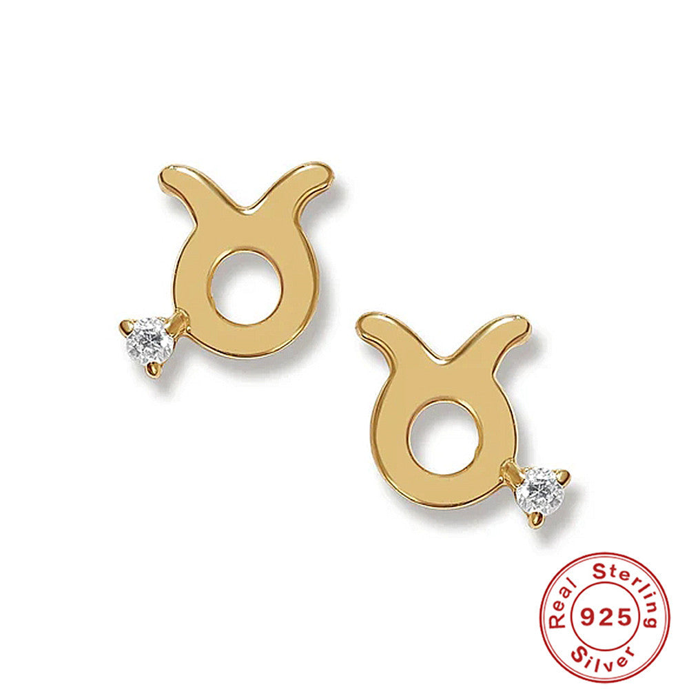 Simple Style Constellation Sterling Silver Inlay Zircon Ear Studs 1 Pair