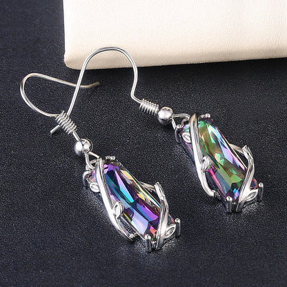 Fashion Geometric Copper Inlay Crystal Drop Earrings 1 Pair