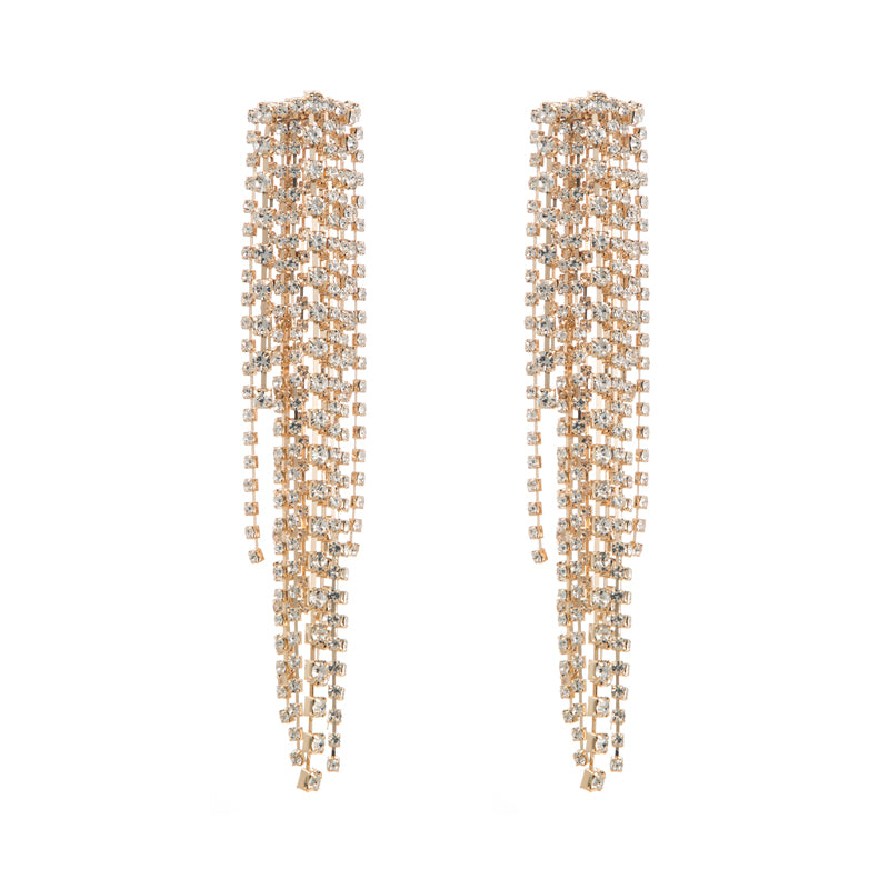 1 Pair Luxurious Fashion Classic Style Tassel Alloy Tassel Inlay Rhinestones Gold Plated Silver Plated Women's Drop Earrings