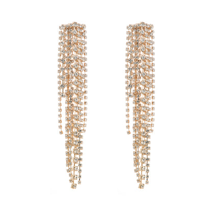 1 Pair Luxurious Fashion Classic Style Tassel Alloy Tassel Inlay Rhinestones Gold Plated Silver Plated Women's Drop Earrings