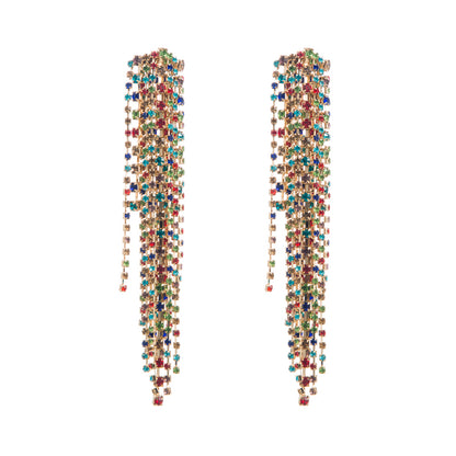 1 Pair Luxurious Fashion Classic Style Tassel Alloy Tassel Inlay Rhinestones Gold Plated Silver Plated Women's Drop Earrings