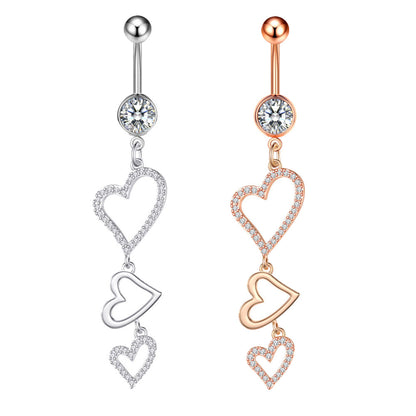 Fashion Heart Shape Copper Plating Zircon Belly Ring 1 Piece