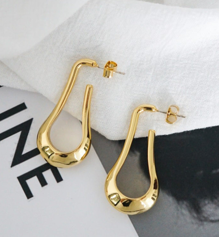 Simple Style Solid Color Titanium Steel Plating Earrings