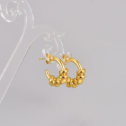 Simple Style Solid Color Titanium Steel Plating Earrings