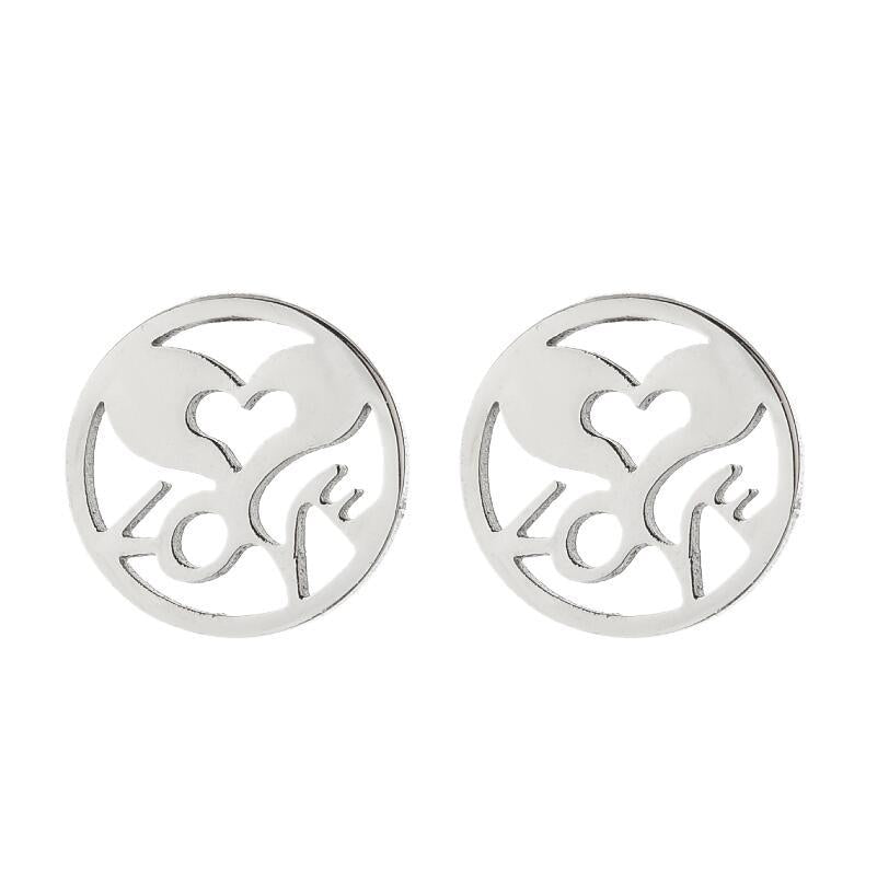 1 Pair Simple Style Heart Shape Flower Titanium Steel Ear Studs