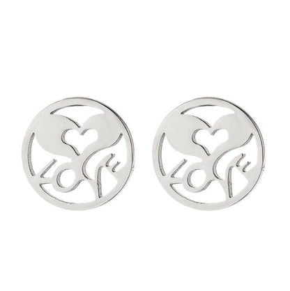 1 Pair Simple Style Heart Shape Flower Titanium Steel Ear Studs