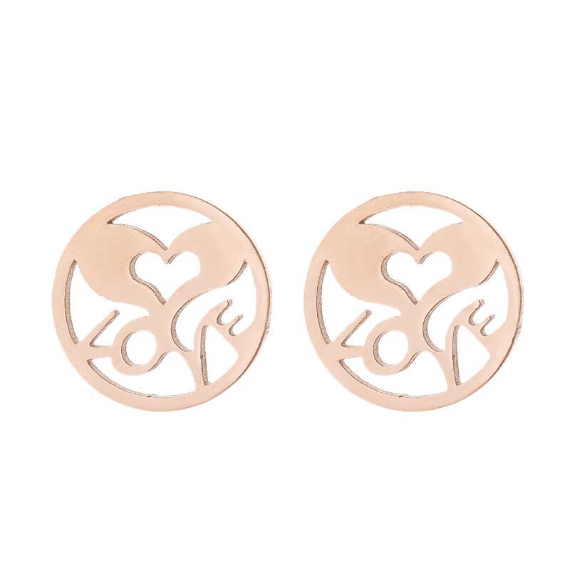 1 Pair Simple Style Heart Shape Flower Titanium Steel Ear Studs