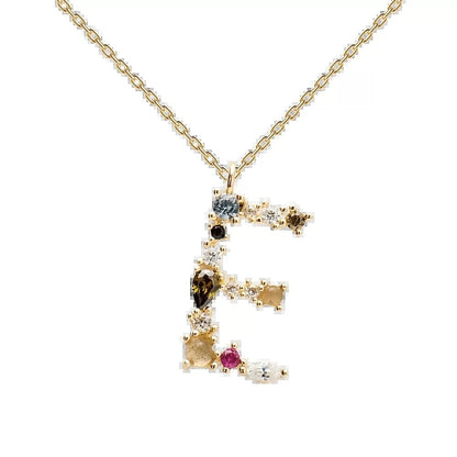 Classic Style Letter Copper Plating Inlay Artificial Gemstones Pendant Necklace