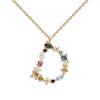 Classic Style Letter Copper Plating Inlay Artificial Gemstones Pendant Necklace