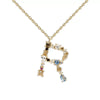 Classic Style Letter Copper Plating Inlay Artificial Gemstones Pendant Necklace