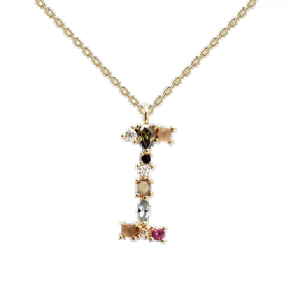 Classic Style Letter Copper Plating Inlay Artificial Gemstones Pendant Necklace