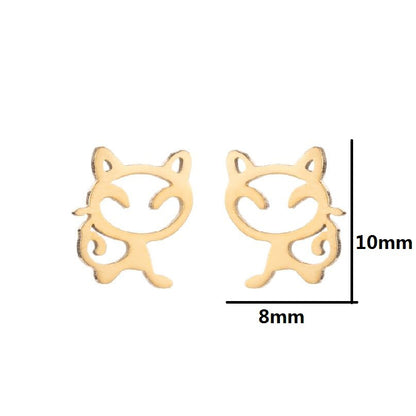 Simple Style Animal Stainless Steel Hollow Out Ear Studs 1 Pair