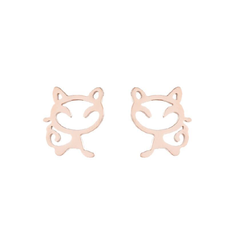 Simple Style Animal Stainless Steel Hollow Out Ear Studs 1 Pair