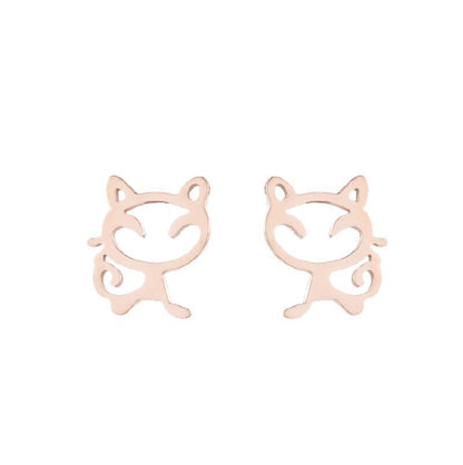 Simple Style Animal Stainless Steel Hollow Out Ear Studs 1 Pair