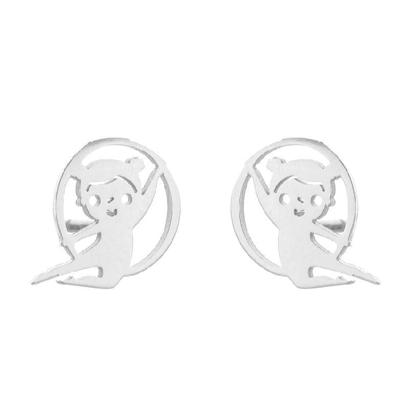 1 Pair Simple Style Solid Color Stainless Steel Irregular Plating Silver Plated Ear Studs