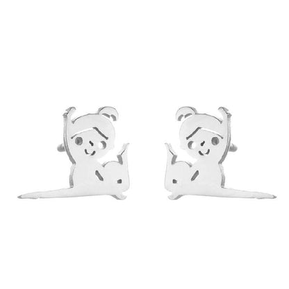 1 Pair Simple Style Solid Color Stainless Steel Irregular Plating Silver Plated Ear Studs