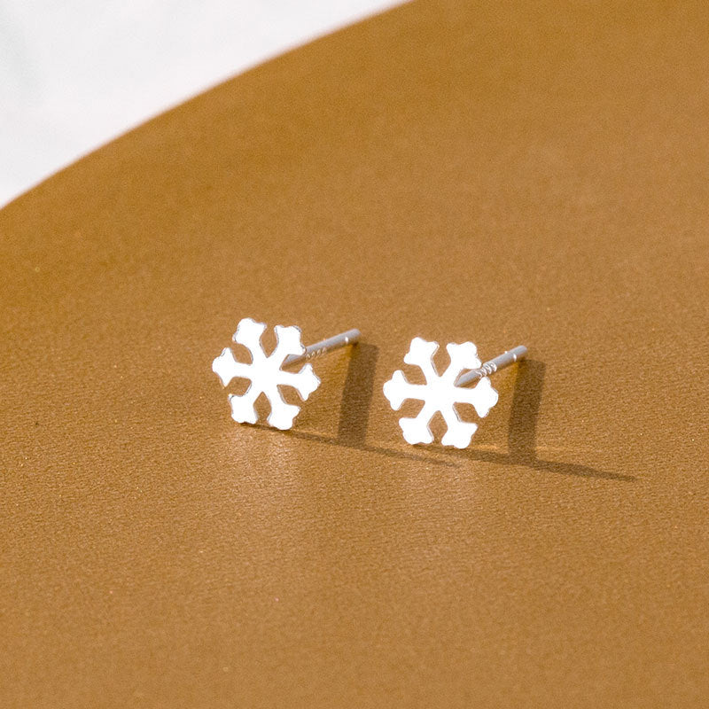 Simple Style Flower Snowflake Notes Sterling Silver Ear Studs 1 Pair