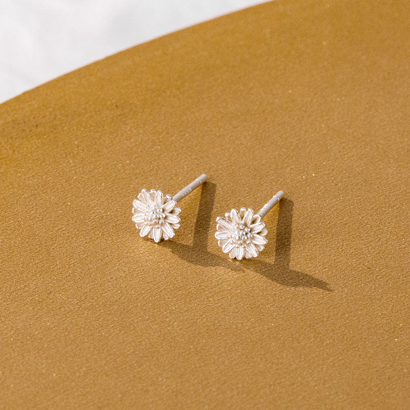 Simple Style Flower Snowflake Notes Sterling Silver Ear Studs 1 Pair