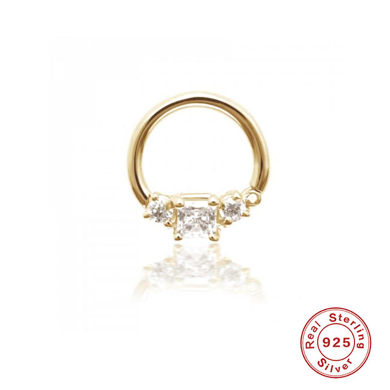 1 Piece Fashion Circle Silver Plating Inlay Zircon Nose Ring