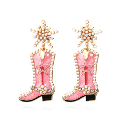 Fashion Geometric Boots Alloy Artificial Pearls Women's Drop Earrings 1 Pair