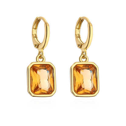 1 Pair Fashion Geometric Plating Copper Zircon 18k Gold Plated Earrings