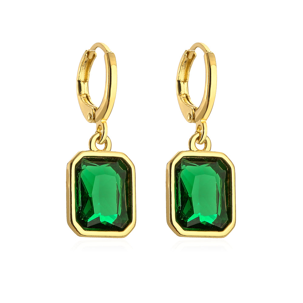 1 Pair Fashion Geometric Plating Copper Zircon 18k Gold Plated Earrings