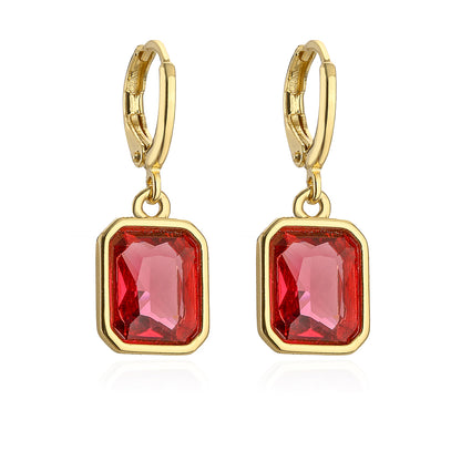 1 Pair Fashion Geometric Plating Copper Zircon 18k Gold Plated Earrings