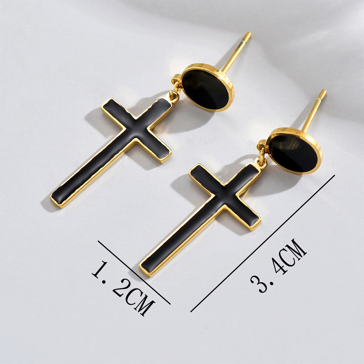 Simple Style Cross Stainless Steel Synthetic Resin Enamel Drop Earrings 1 Pair