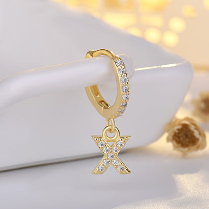 Fashion Letter Copper Plating Zircon Drop Earrings 1 Piece