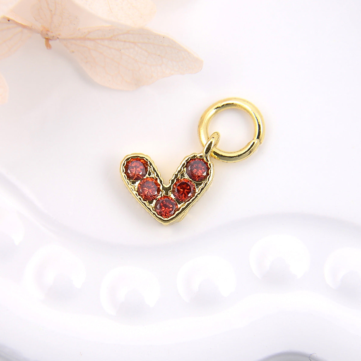 1 Piece Copper Zircon Heart Shape